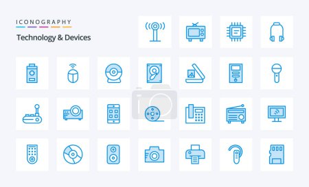 Téléchargez les illustrations : Pack icône bleu 25 appareils - en licence libre de droit
