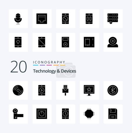 Illustration for 20 Devices Solid Glyph icon Pack like sharing devices cable computer tv - Royalty Free Image