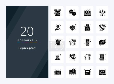 Photo for 20 Help And Support Solid Glyph icon for presentation - Royalty Free Image