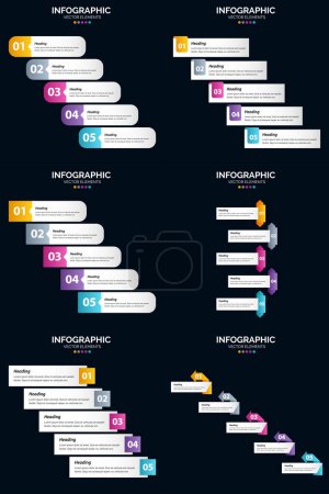 Illustration for Our Vector 6 Infographics Pack includes 5 steps and timelines for your presentation - Royalty Free Image
