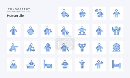 Illustration for 25 Human Blue icon pack - Royalty Free Image