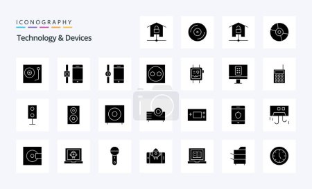Illustration for 25 Devices Solid Glyph icon pack - Royalty Free Image