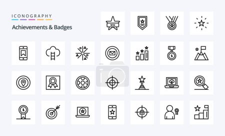 Illustration for 25 Achievements  Badges Line icon pack - Royalty Free Image
