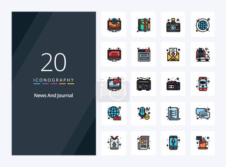 Illustration for 20 News line Filled icon for presentation - Royalty Free Image
