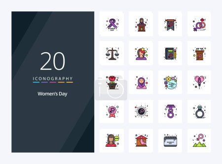 Illustration for 20 Womens Day line Filled icon for presentation - Royalty Free Image