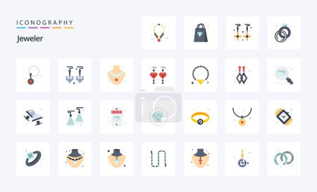 Illustration for 25 Jewellery Flat color icon pack - Royalty Free Image