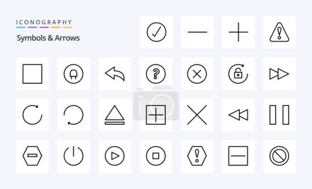 Illustration for 25 Symbols  Arrows Line icon pack - Royalty Free Image