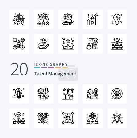 Illustration for 20 Talent Management Line icon Pack like user ladder wheel star tumbs - Royalty Free Image
