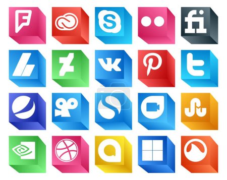 Ilustración de 20 Paquete de iconos de redes sociales Incluyendo simple. pepsi. adsense. tweet. Pinterest. - Imagen libre de derechos