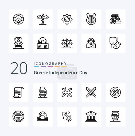 Illustration for 20 Greece Independence Day Line icon Pack like maze circle maze horoscope circle ireland - Royalty Free Image