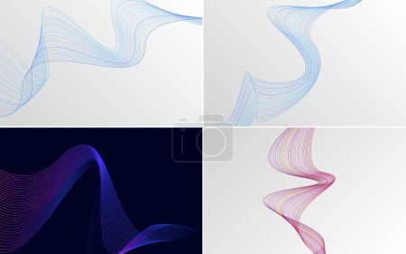 Illustration for Use these backgrounds to create stunning designs with a set of 4 waving lines - Royalty Free Image