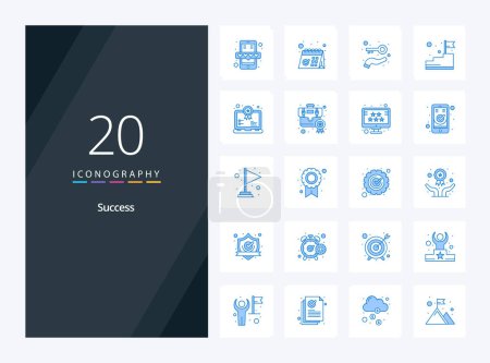 Téléchargez les illustrations : 20 icône de couleur bleue réussie pour la présentation - en licence libre de droit
