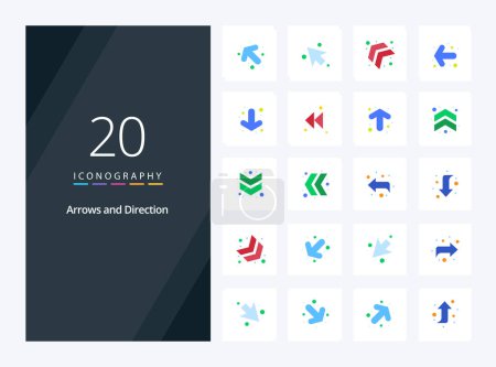 Illustration for 20 Arrow Flat Color icon for presentation - Royalty Free Image