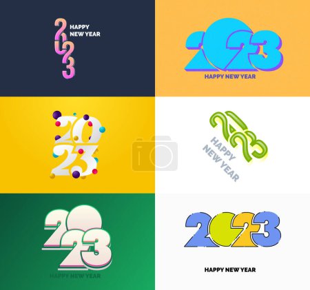 Téléchargez les photos : Grand ensemble de 2023 Happy New Year logo texte conception 2023 nombre modèle de conception - en image libre de droit