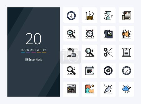 Ilustración de 20 Ui Essentials line Icono lleno para la presentación - Imagen libre de derechos
