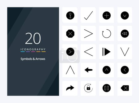 Illustration for 20 Symbols  Arrows Solid Glyph icon for presentation - Royalty Free Image