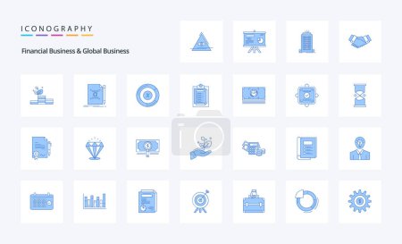 Téléchargez les illustrations : Pack icône 25 Business financier et Global Business Blue - en licence libre de droit