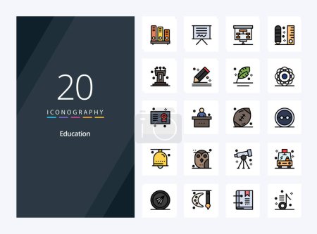 Illustration for 20 Education line Filled icon for presentation - Royalty Free Image