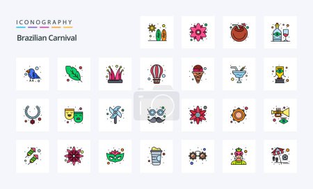 Illustration for 25 Brazilian Carnival Line Filled Style icon pack - Royalty Free Image