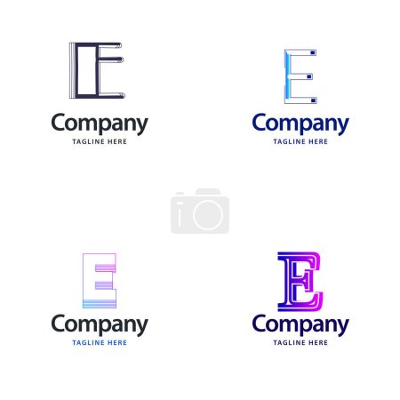 Téléchargez les illustrations : Lettre E Big Logo Pack Design Creative Design de logos modernes pour votre entreprise - en licence libre de droit