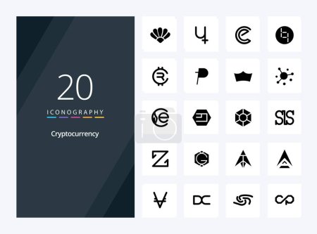 Téléchargez les illustrations : 20 Crypto-monnaie Icône Glyphe solide pour la présentation - en licence libre de droit