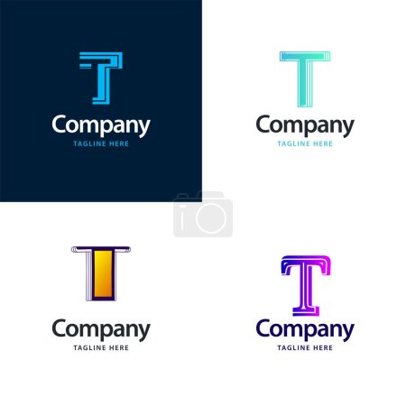 Téléchargez les illustrations : Lettre T Big Logo Pack Design. Conception de logos créatifs modernes pour votre entreprise - en licence libre de droit