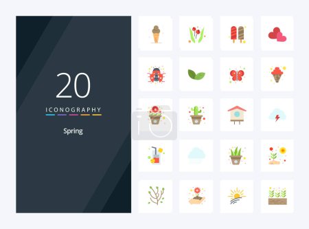 Ilustración de 20 Icono de color plano de primavera para presentación - Imagen libre de derechos