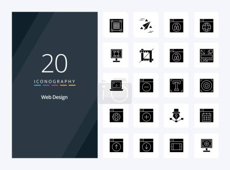 Illustration for 20 Web Design Solid Glyph icon for presentation - Royalty Free Image