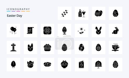 Téléchargez les illustrations : Pack d'icônes Glyphe solide de 25 Pâques - en licence libre de droit