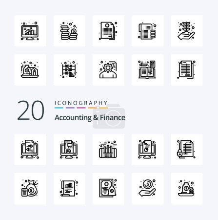 Ilustración de 20 Contabilidad Y Línea de Finanzas icono Paquete como bloqueo gráfico monitor de finanzas pastel - Imagen libre de derechos