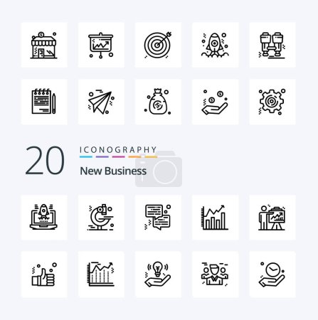 Ilustración de 20 Nuevo icono de la línea de negocio Paquete como impresora de análisis analítico gráfico - Imagen libre de derechos