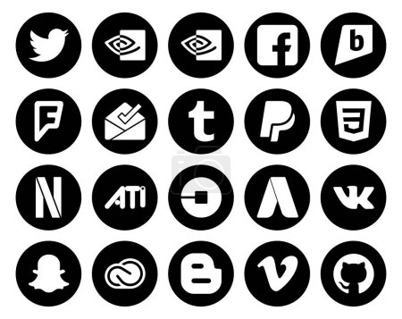 Illustration for 20 Social Media Icon Pack Including snapchat. adwords. paypal. driver. uber - Royalty Free Image