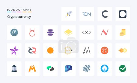 Illustration for 25 Cryptocurrency Flat color icon pack - Royalty Free Image