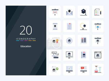 Illustration for 20 Education Flat Color icon for presentation - Royalty Free Image