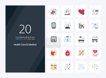 Illustration for 20 Health Care And Medical Flat Color icon for presentation - Royalty Free Image