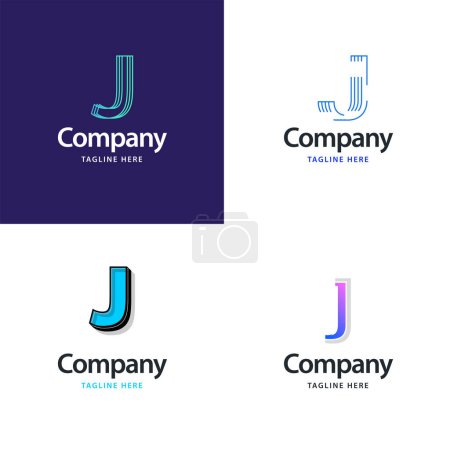 Illustration for Letter J Big Logo Pack Design Creative Modern logos design for your business - Royalty Free Image