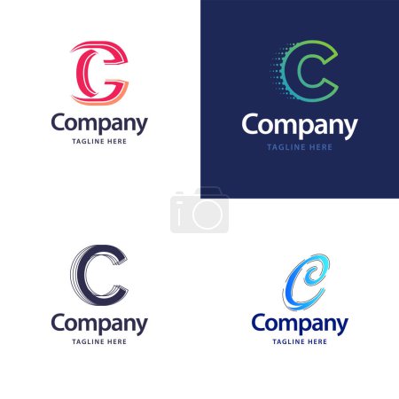 Ilustración de Letra C Big Logo Pack Design Diseño de logos modernos creativos para su negocio - Imagen libre de derechos