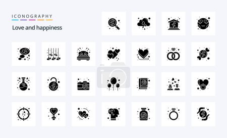 Illustration for 25 Love Solid Glyph icon pack - Royalty Free Image