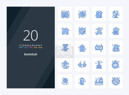 Ilustración de 20 icono de color azul baloncesto para la presentación - Imagen libre de derechos
