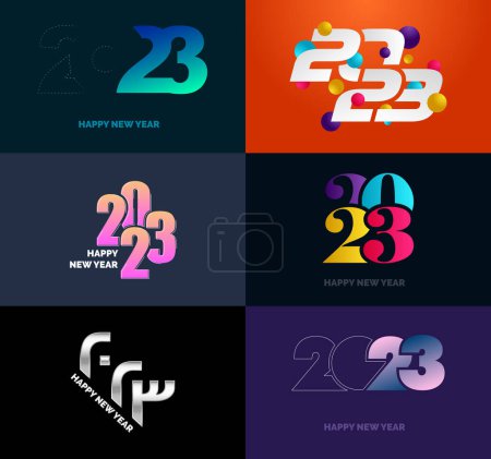 Ilustración de Big Set de 2023 Feliz Año Nuevo logotipo de diseño de texto. Plantilla de diseño 2023 número - Imagen libre de derechos