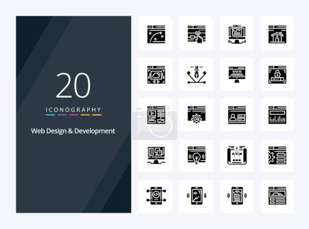 Illustration for 20 Web Design And Development Solid Glyph icon for presentation - Royalty Free Image