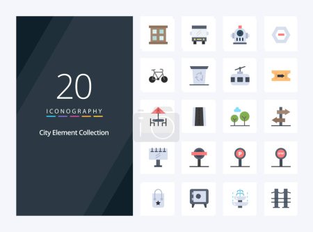 Illustration for 20 City Element Collection Flat Color icon for presentation - Royalty Free Image