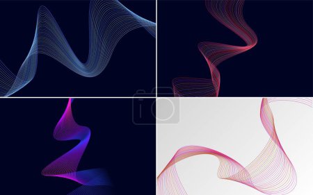 Illustration for Set of 4 abstract wave backgrounds for a unique look - Royalty Free Image