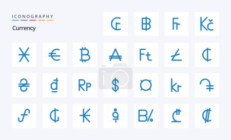 Illustration for 25 Currency Blue icon pack - Royalty Free Image