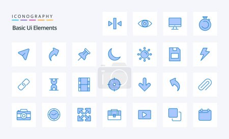 Ilustración de 25 Elementos básicos de Ui Paquete icono azul - Imagen libre de derechos