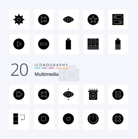 Illustration for 20 Multimedia Solid Glyph icon Pack like stop swap cd data pause - Royalty Free Image
