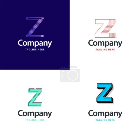 Téléchargez les illustrations : Lettre Z Big Logo Pack Design. Conception de logos créatifs modernes pour votre entreprise - en licence libre de droit