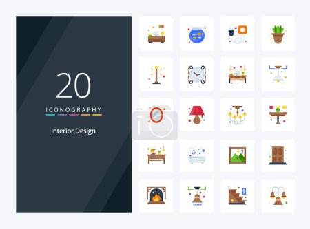 Ilustración de 20 Icono de color plano de diseño de interiores para presentación - Imagen libre de derechos