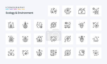 Ilustración de Paquete de iconos de la línea 25 Ecología y Medio Ambiente - Imagen libre de derechos