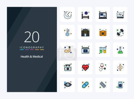 Illustration for 20 Health And Medical line Filled icon for presentation - Royalty Free Image